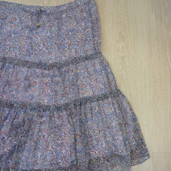 Anthropologie Purple Seurat Tiered Midi Skirt - Picture 7 of 14